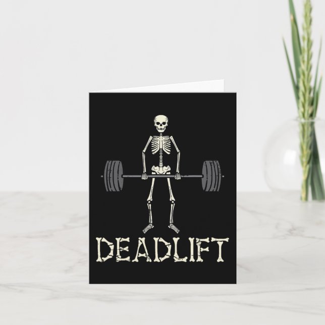 Tarjeta Halloween Deadlift Skeleton Gym Workout Me (Anverso)