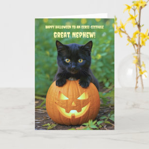 Tarjeta Halloween del Gato del Gatito Negro del Gran Nephe