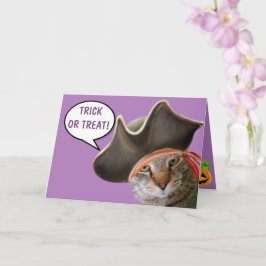 Tarjeta Halloween del gato pirata
