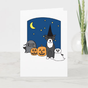 Tarjeta Halloween del perro de agua portugués