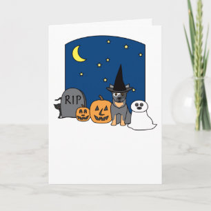 Tarjeta Halloween del perro de ganado australiano