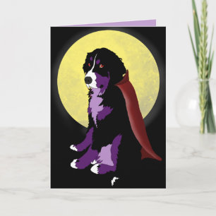 Tarjeta Halloween del perro de montaña Dracula Bernese
