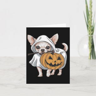 Tarjeta Halloween del perro fantasma de Chihuahua