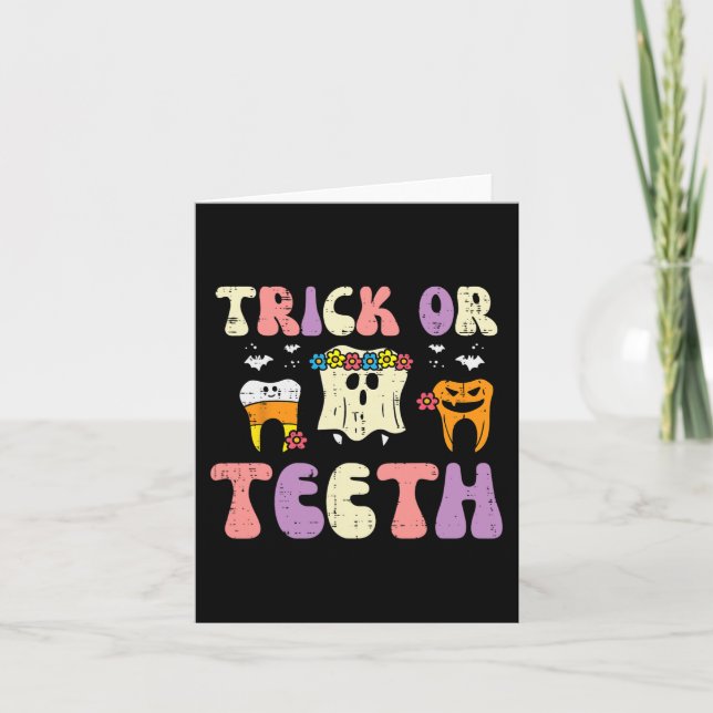 Tarjeta Halloween Dentist Trick O Teys Dental Tooth Cost (Anverso)