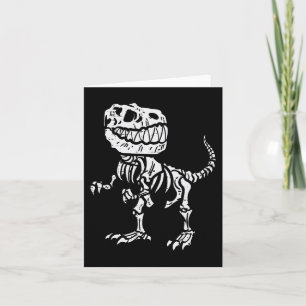 Tarjeta Halloween Dino Skeleton Trex Niños Pequeños
