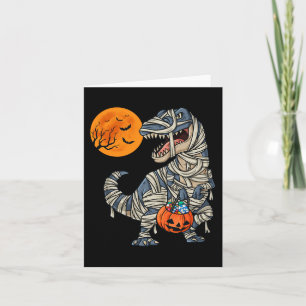 Tarjeta Halloween Dinosaur Mummy T Rex Scary Niños Tee