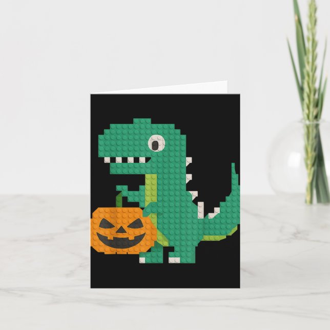 Tarjeta Halloween Dinosaur Pumpkin Master Builder Block Br (Anverso)