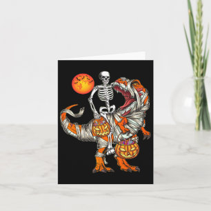 Tarjeta Halloween Dinosaur Skeletain T Rex Scary Pumpkin M