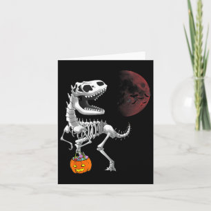 Tarjeta Halloween Dinosaur T Rex Skeleton Scary Niños