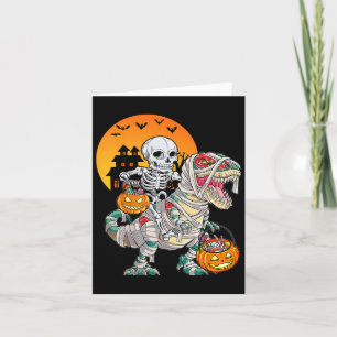Tarjeta Halloween Dinosaur T Rex Skeleton Scary Niños