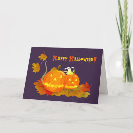 Tarjeta Halloween divertido de Jack O'Lanterns