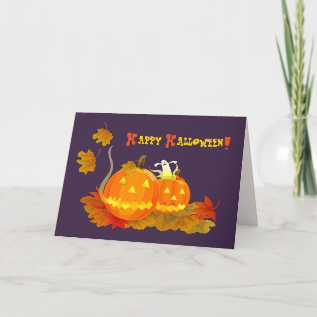 Tarjeta Halloween divertido de Jack O'Lanterns (Anverso)