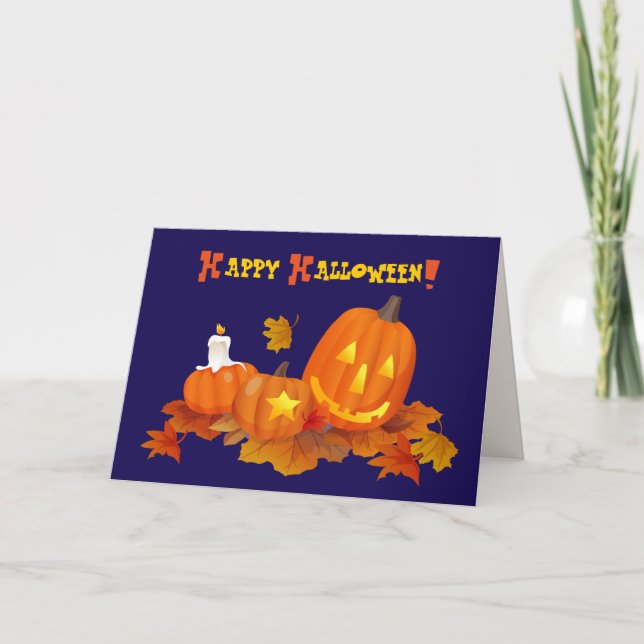 Tarjeta Halloween divertido de Jack O'Lanterns (Anverso)