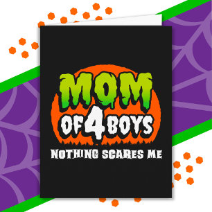 Tarjeta Halloween divertido nada me asusta mamá de 4 niños
