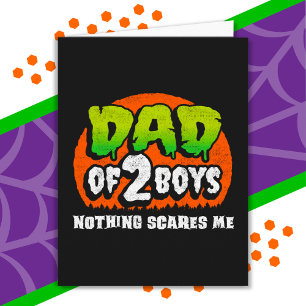 Tarjeta Halloween divertido nada me asusta papá de 2 niños