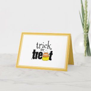 Tarjeta Halloween Divertido Truco O Trate Candy Corn