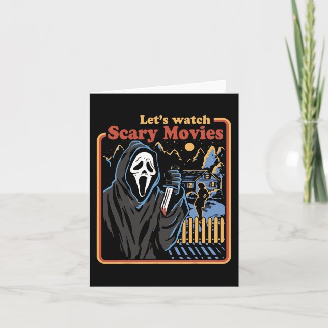 Tarjeta Halloween Divertido Vamos A Ver Fantasma Películas (Anverso)