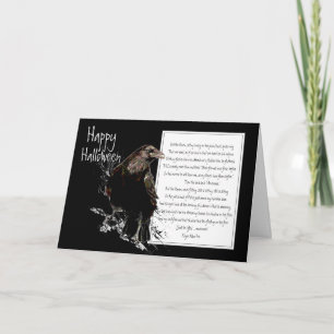 Tarjeta Halloween, Edgar Allan Poe, Cuervo, Nunca más