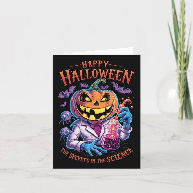 Tarjeta Halloween El secreto en la ciencia del profesor de (Anverso)