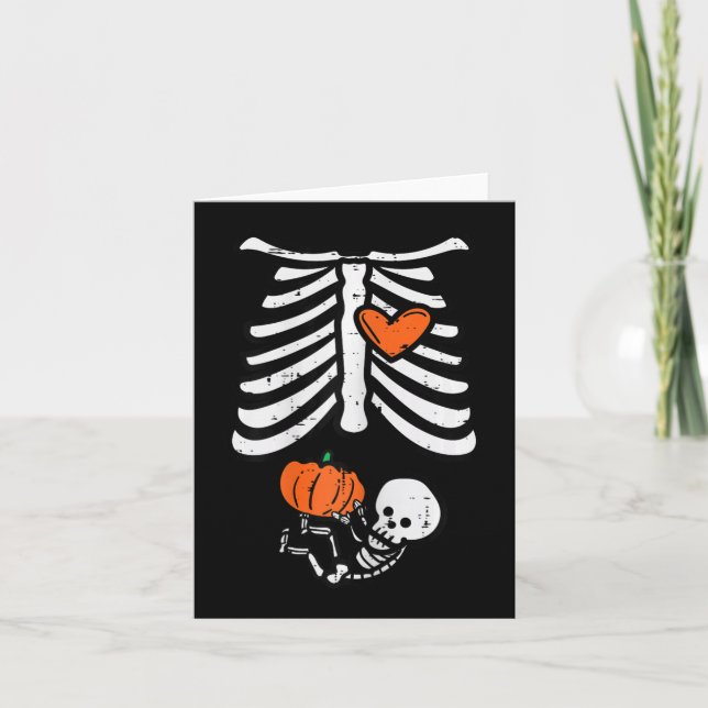 Tarjeta Halloween Embarazo Skeleton Baby Costum (Anverso)