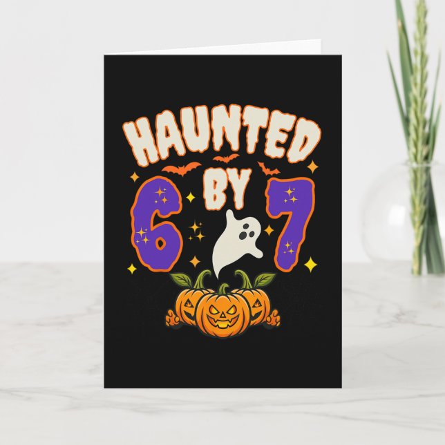 Tarjeta Halloween Embrujado 67 Número 67 Seis Siete Meme D (Anverso)