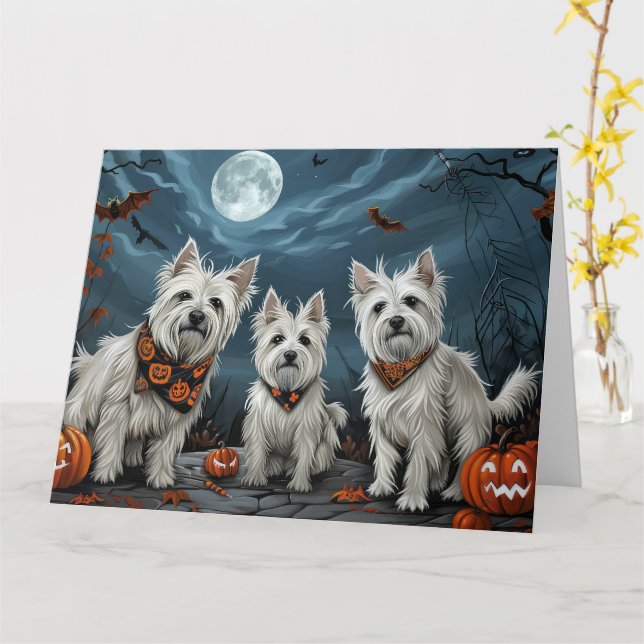 Tarjeta Halloween en la parte oeste de Highland (flor amarilla)