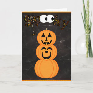 Tarjeta Halloween en la torre de Jack-o-Lantern