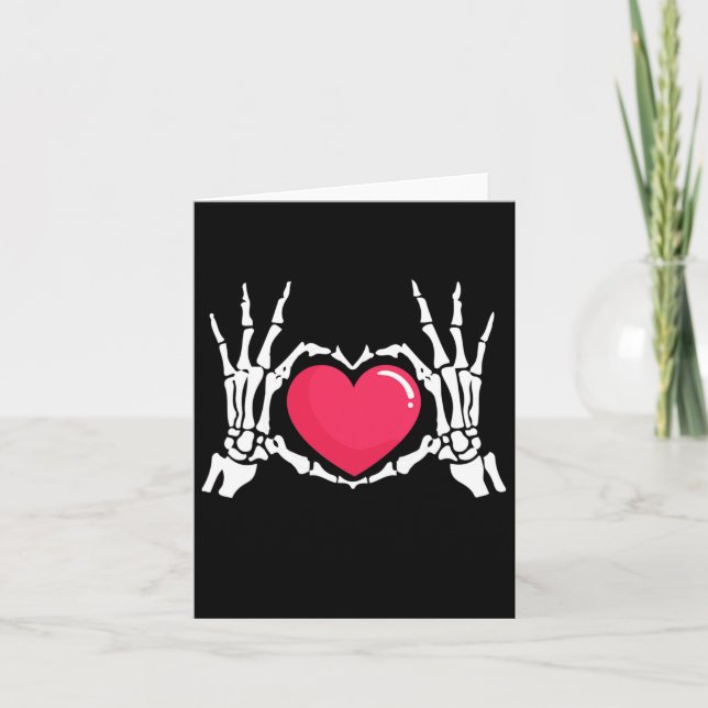 Tarjeta Halloween en Skeleton Hand Heart (Anverso)