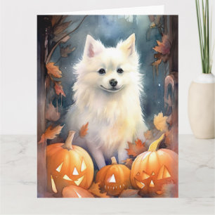 Tarjeta Halloween Eskimo Estadounidense con calabazas asus