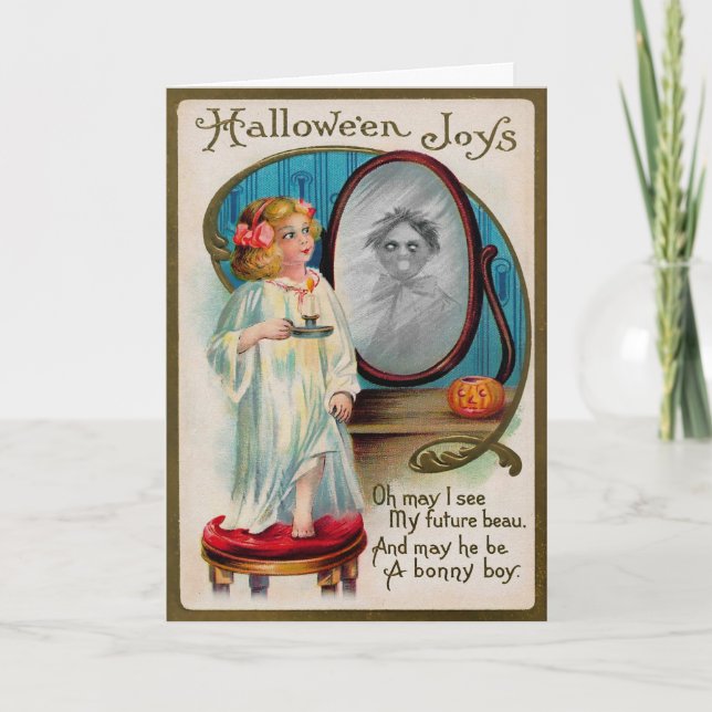 Tarjeta Halloween Espejo Vintage (Anverso)