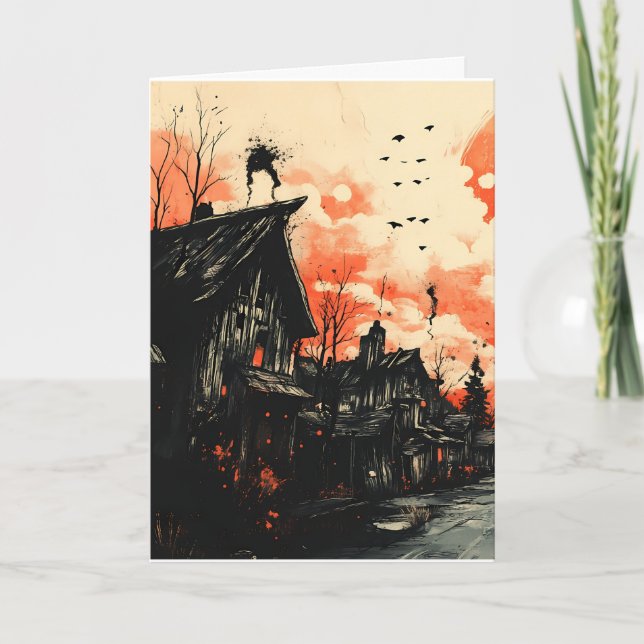 Tarjeta Halloween espeluznante (Anverso)