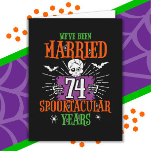 Tarjeta Halloween Espeluznante 74º Aniversario de Boda