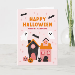 Tarjeta Halloween espeluznante y adorable