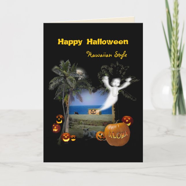 Tarjeta Halloween estilo hawaiano (Anverso)