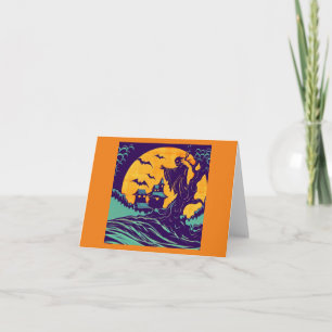 Tarjeta Halloween - Estilo Woodcut 2