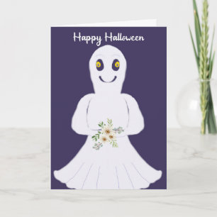 Tarjeta Halloween fantasma amistoso para los niños