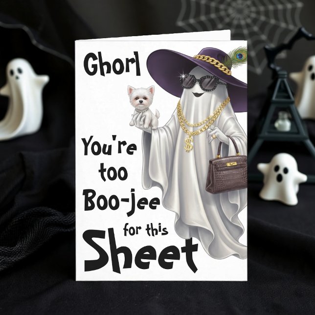 Tarjeta Halloween Fantasma Boo Boujee Mujeres Feliz cumple (Halloween Ghost Boo Boujee Women Happy Birthday Card
)