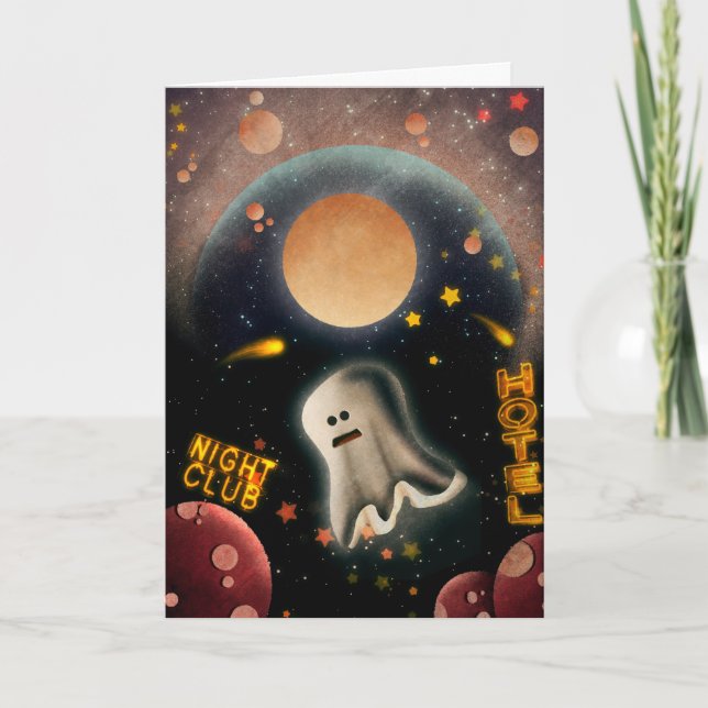 Tarjeta Halloween fantasmal (Anverso)