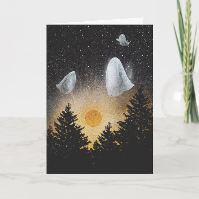 Tarjeta Halloween fantasmal (Anverso)