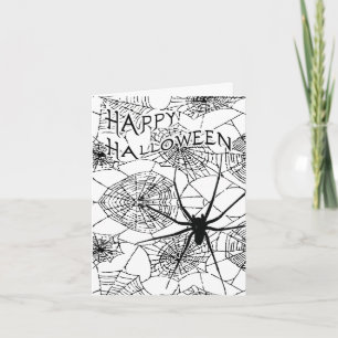 Tarjeta Halloween feliz (araña espeluznante)