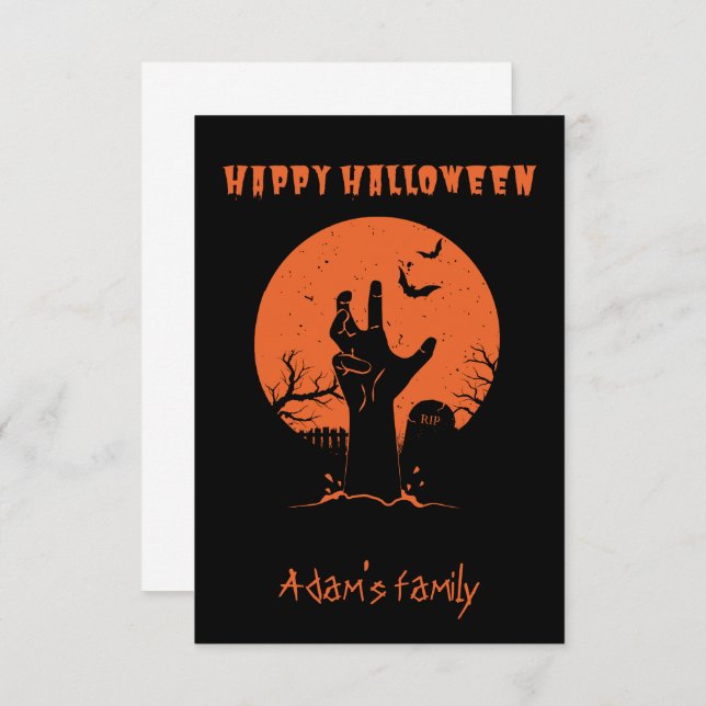 Tarjeta Halloween feliz personalizable (Anverso / Reverso)