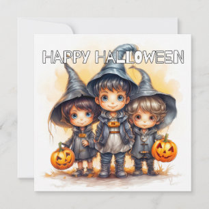 Tarjeta Halloween Feliz Y Adorable Para Los Niños