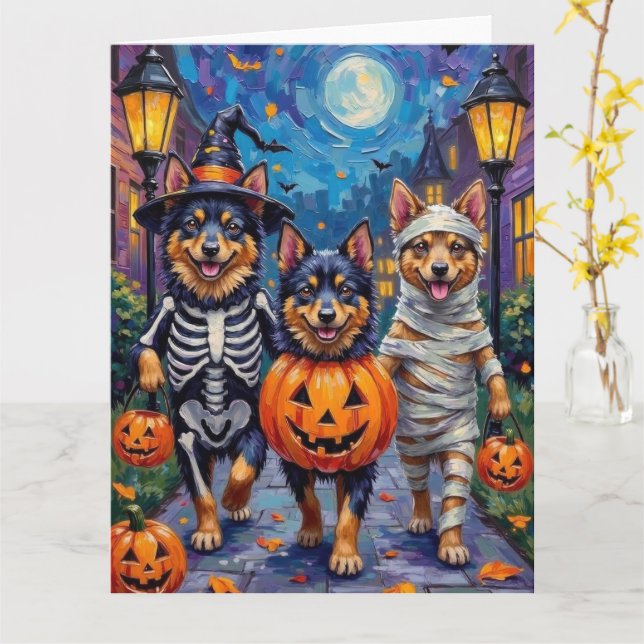 Tarjeta Halloween finlandés con perros lapfinlandeses (flor amarilla)