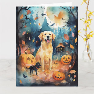 Tarjeta Halloween Finnish Lappund con calabazas aterrador