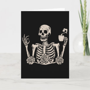 Tarjeta Halloween Floral Mujeres Hombres Divertido Esquele