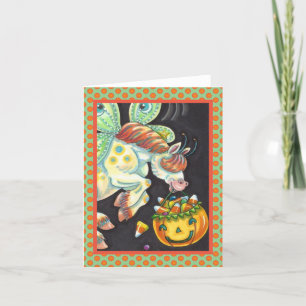 Tarjeta HALLOWEEN FLYING HORSE CANDY CORN Blank Note