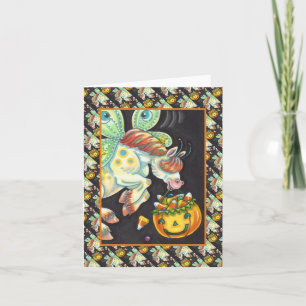 Tarjeta HALLOWEEN FLYING HORSE, CANDY CORN Blank Note