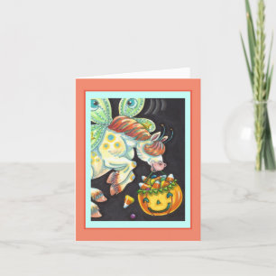 Tarjeta HALLOWEEN FLYING HORSE, CANDY CORN Blank Note