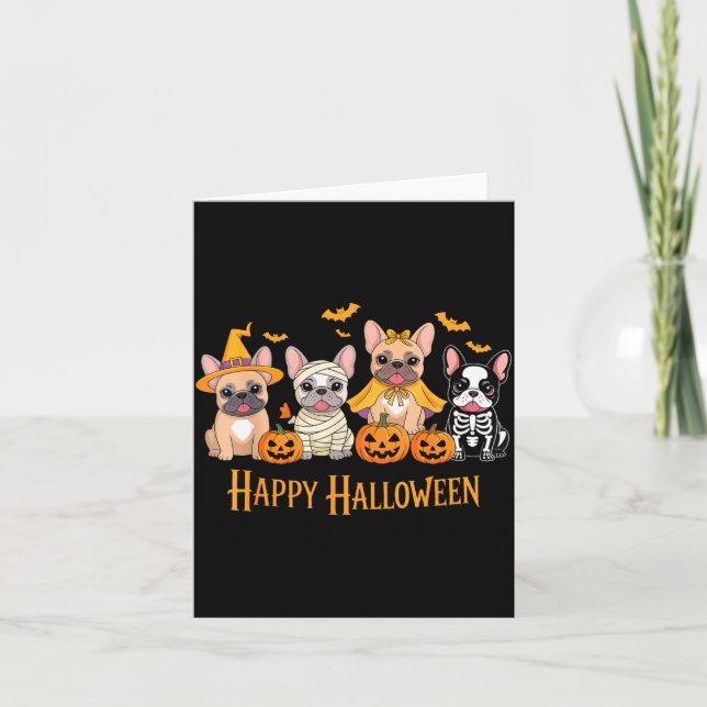 Tarjeta Halloween French Bulldog Dogs Pumpkin Funny  (Anverso)