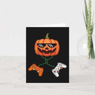 Tarjeta Halloween Gamer Pumpkin Jack O Lantern Video Gamer